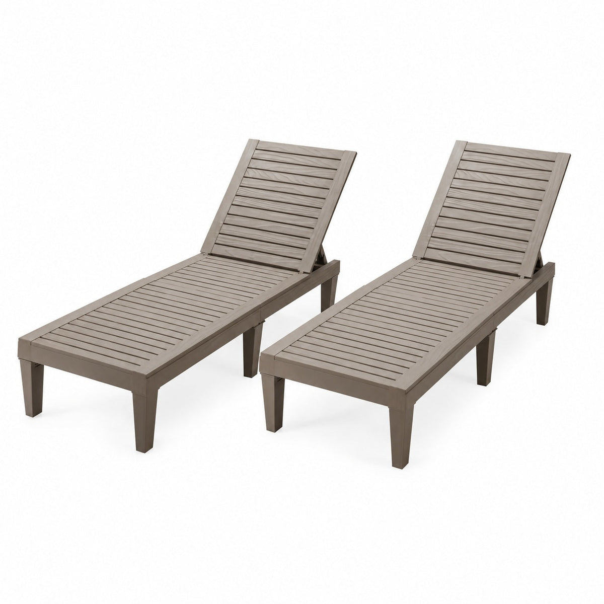 Set of 2 Outdoor Chaise Lounge Chairs with 5-Position Adjustable Backrests