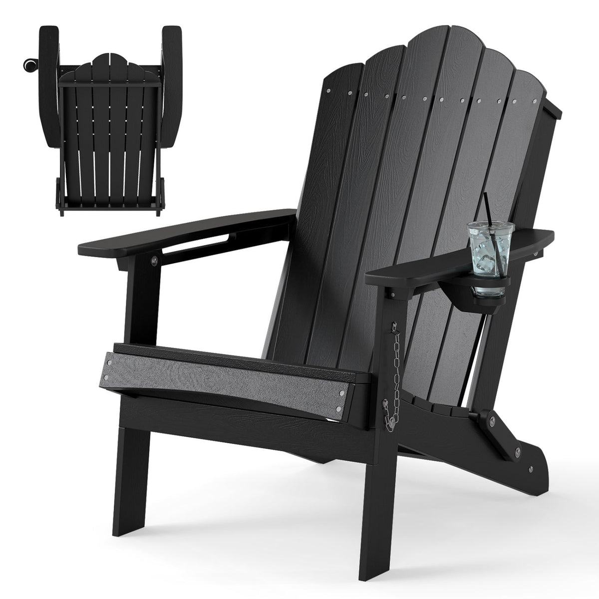 Folding Adirondack Chair with High Backrest – HDPE Weather-Resistant Outdoor Chair