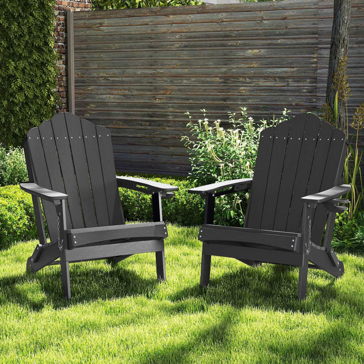 Folding Adirondack Chair with High Backrest – HDPE Weather-Resistant Outdoor Chair